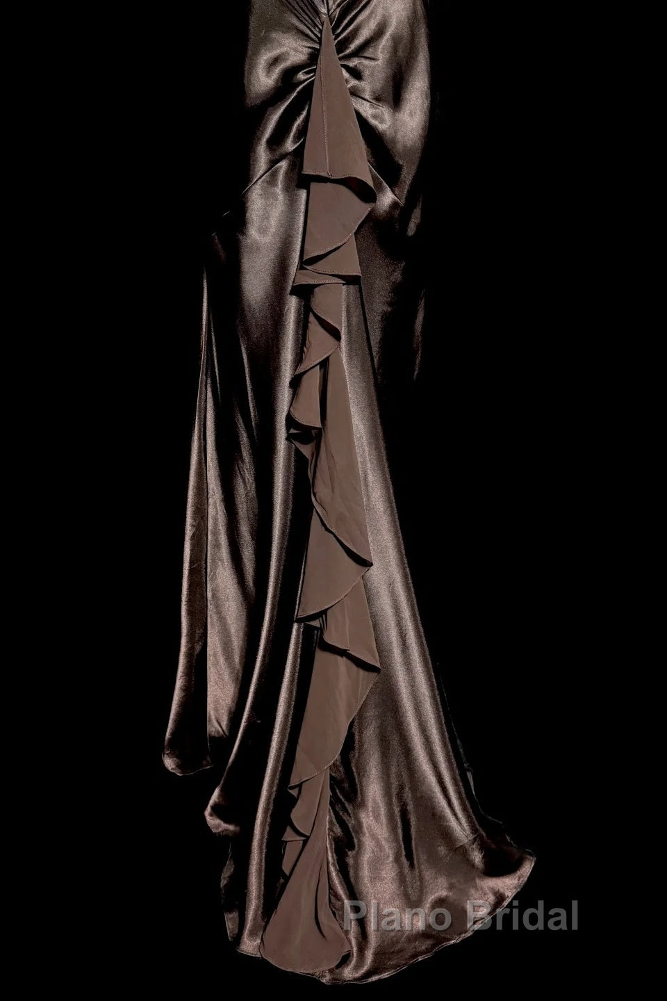 Retro Mermaid V Neckline Chiffon Brown Evening Dresses Formal Prom Dresses