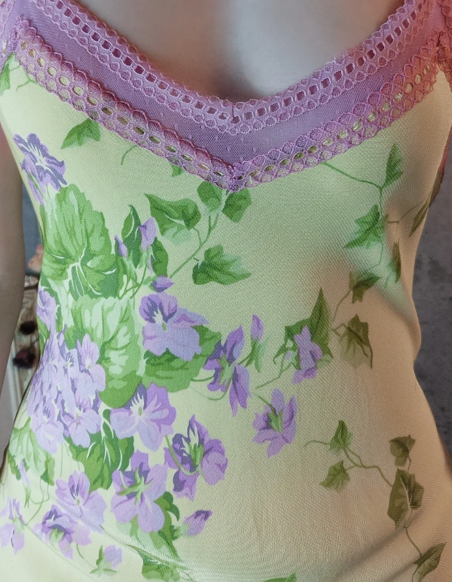 Retro Yellow-Based Purple Floral Mermaid Spaghetti Strap V-Neck Chiffon Formal Prom Dresses