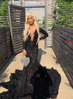 Princess Black Girl Long Formal Prom Dresses Mermaid Dresses