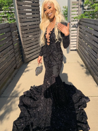 Princess Black Girl Long Formal Prom Dresses Mermaid Dresses