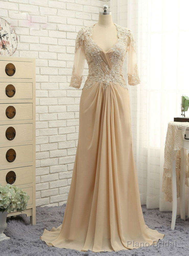 Romance Champagne Mother Of The Bride Dresses A-line Half Sleeves Chiffon Main image