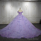 Romantic Quinceanera Dresses Sleeveless Beading Prom Dresses with 3D Flower Appliques