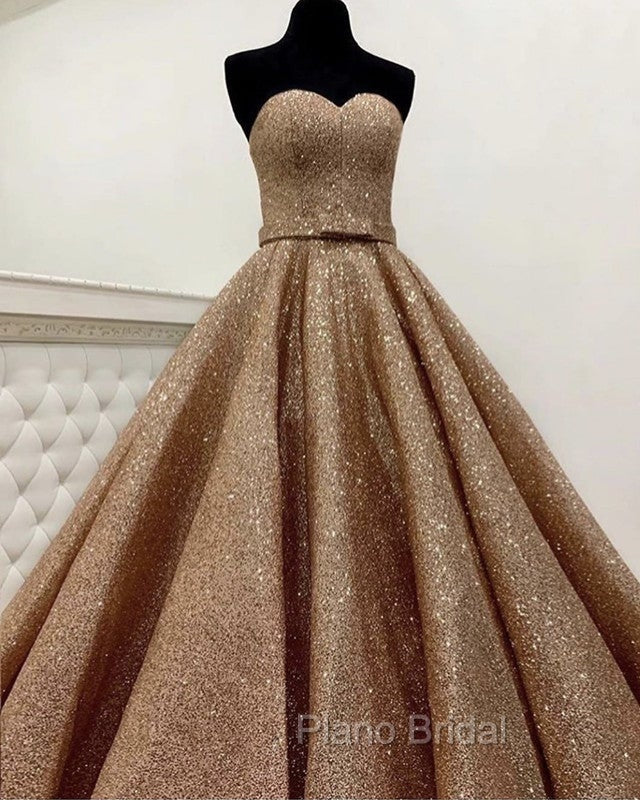 Rose Gold Quinceanera Dresses Sweetheart Sequin Ball Gown