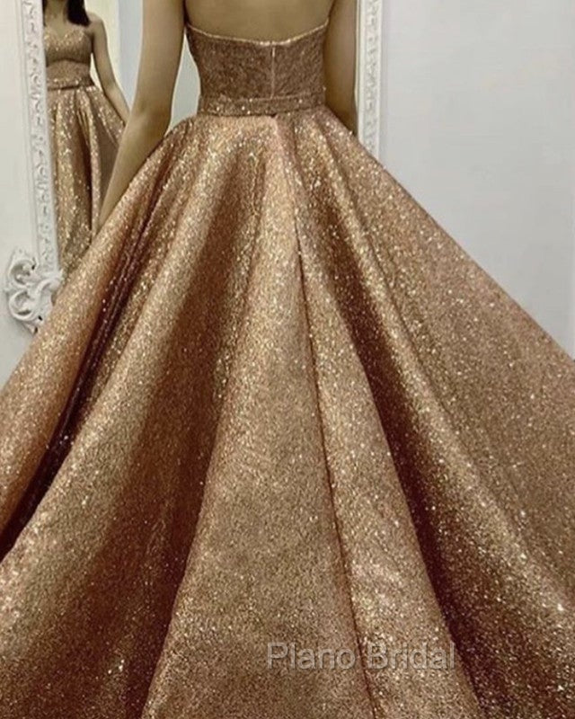 Rose Gold Quinceanera Dresses Sweetheart Sequin Ball Gown