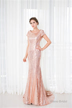 Rose Gold Sequin Mermaid Prom Dresses