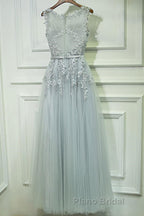 Round Neck Lace Formal Prom Dresses, Lace Formal Evening Dresses