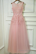 Round Neck Lace Formal Prom Dresses, Lace Formal Evening Dresses