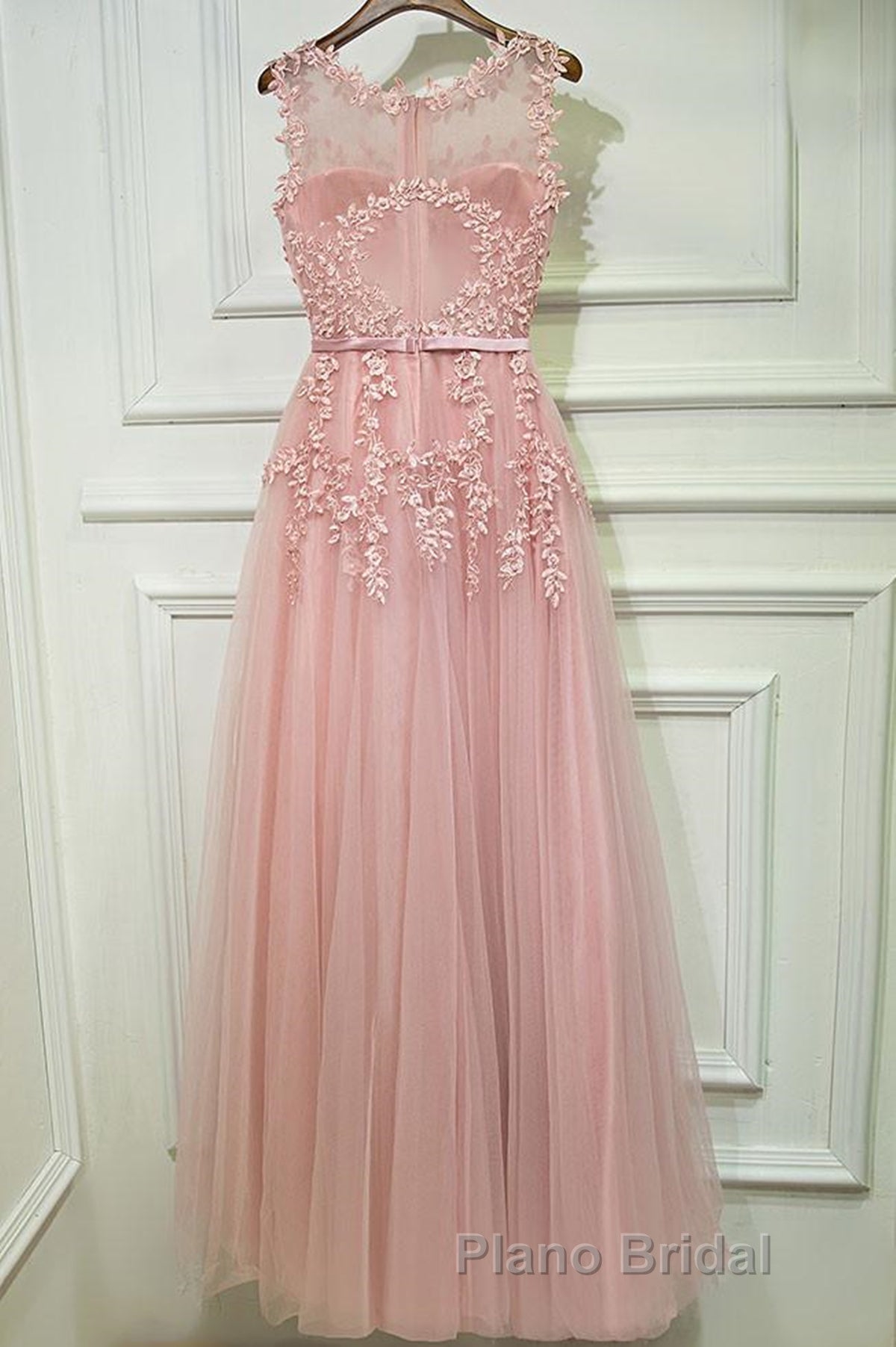 Round Neck Lace Formal Prom Dresses, Lace Formal Evening Dresses