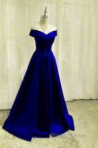 Royal Blue Bridesmaid Dresses Satin Off The Shoulder