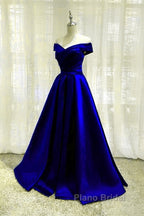 Royal Blue Bridesmaid Dresses Satin Off The Shoulder