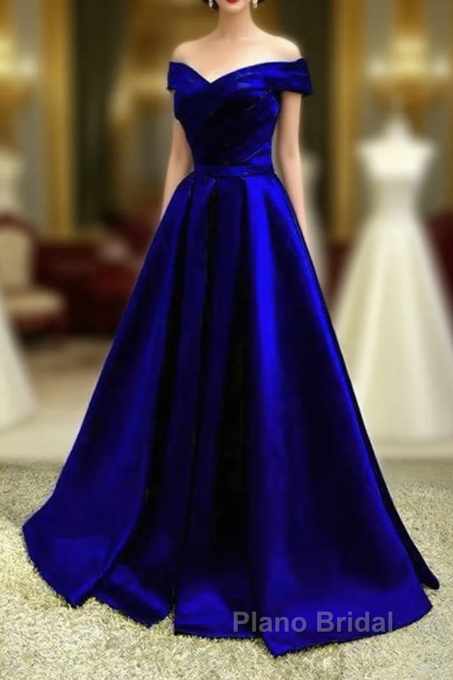 Royal Blue Bridesmaid Dresses Satin Off The Shoulder