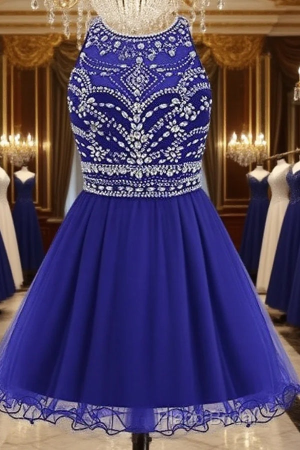 Royal Blue Homecoming Dresses , Tulle Beaded Party Dresses, Cute Party Dresses Main image