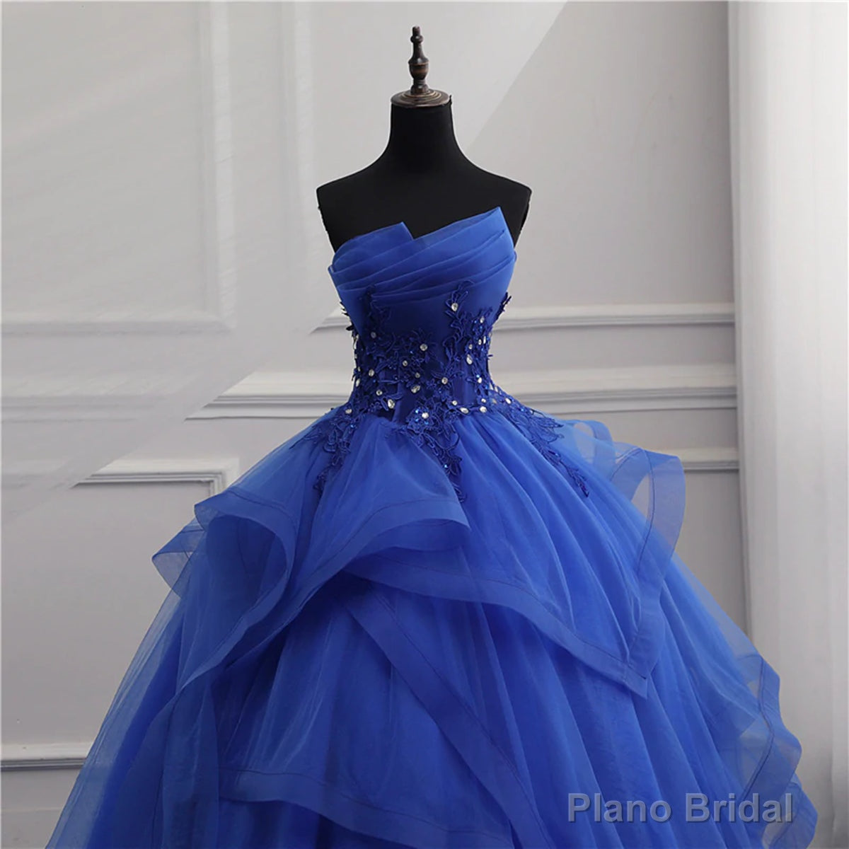 Royal Blue Lace Prom Dresses, Royal Blue Lace Formal Graduation Dresses