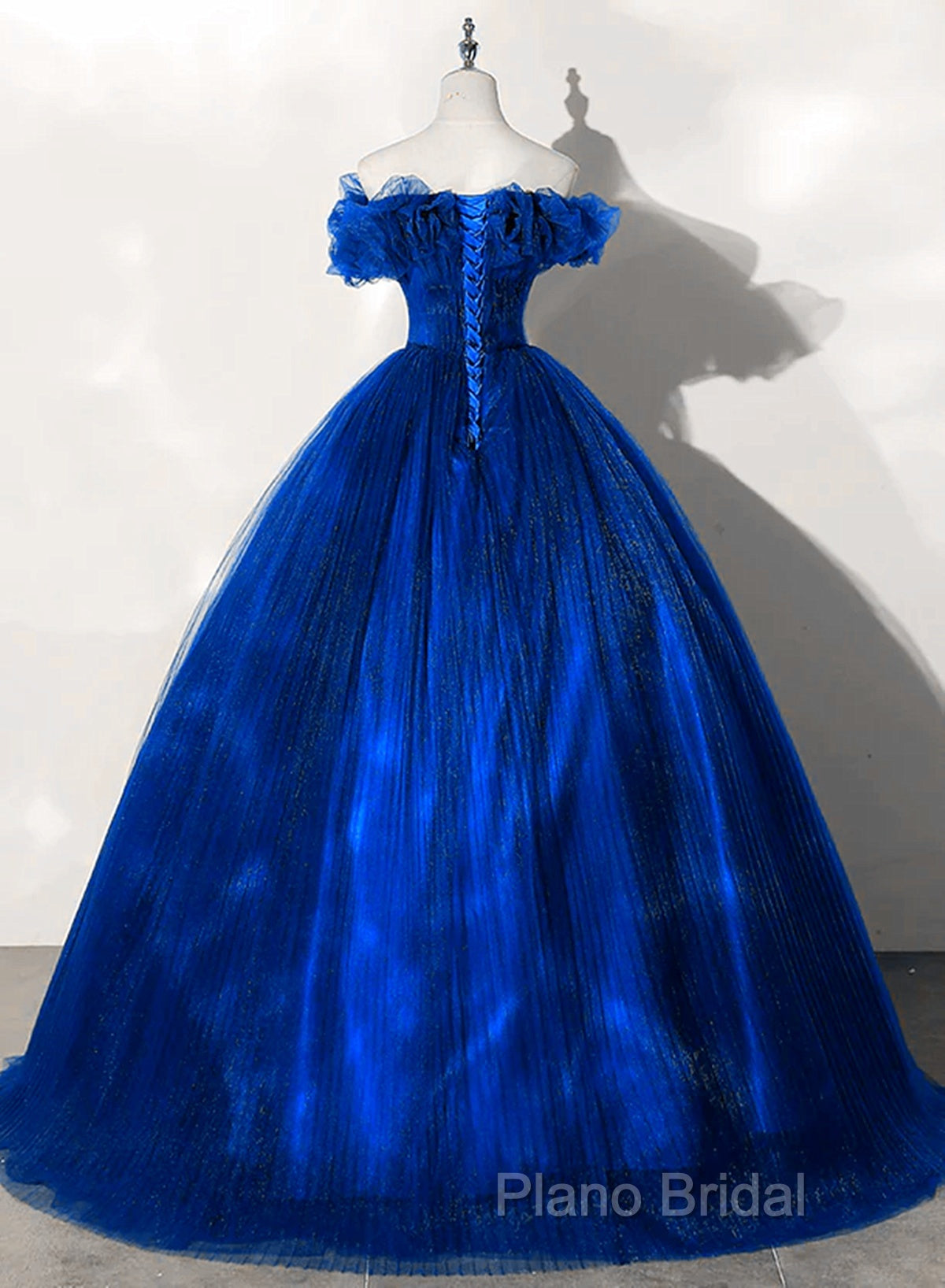 Royal Blue Off Shoulder Beaded Ball Gown Dresses, Royal Blue Sweet 16 Dresses Secondary image