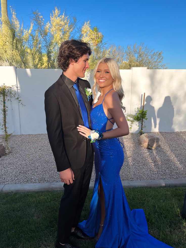 Royal Blue Formal Prom Dresses Long Formal Evening Dresses With Slit Secondary image
