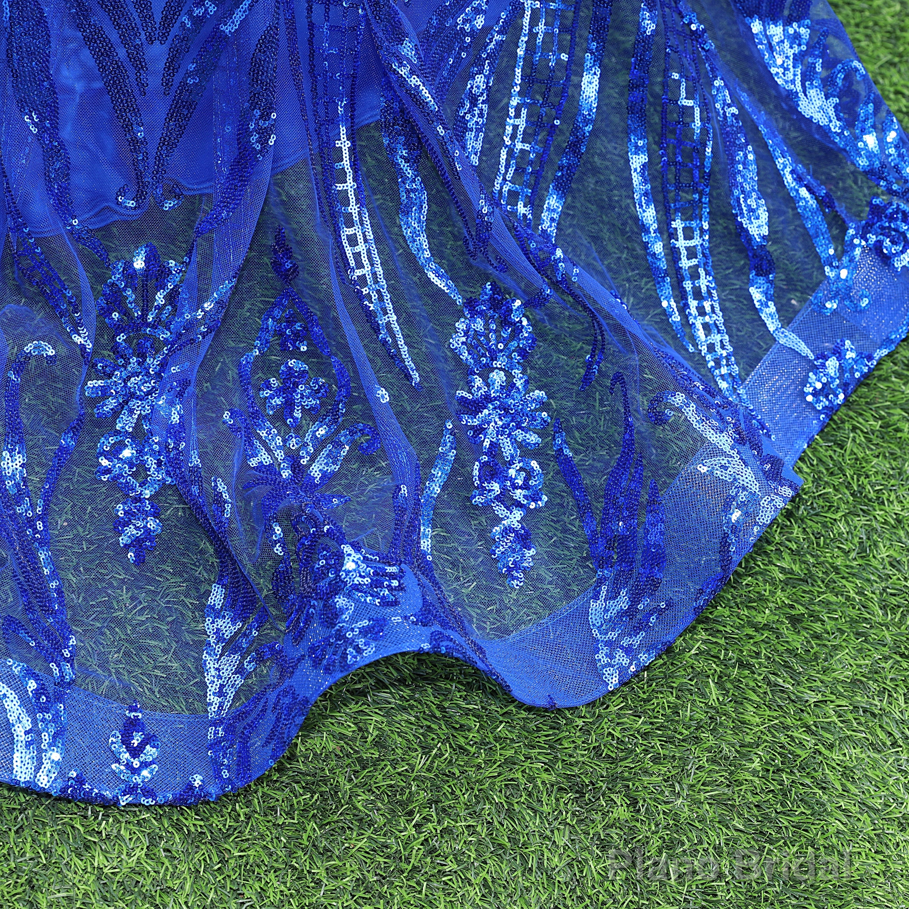 Royal Blue Prom Dresses Sequins V Neck Mermaid Women Evening Dresses Sleeveless
