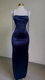 Royal Blue Straps Backless Satin Long Party Dresses Formal Evening Dresses