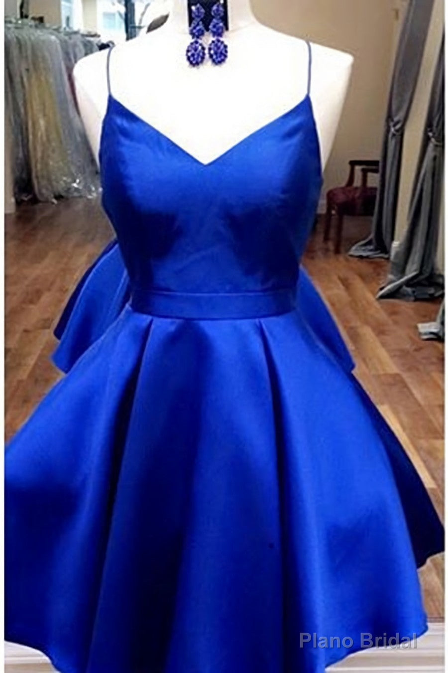 Royal Blue Straps Short Homecoming Dress with Ribbon,Graduation Dresses Secondary image