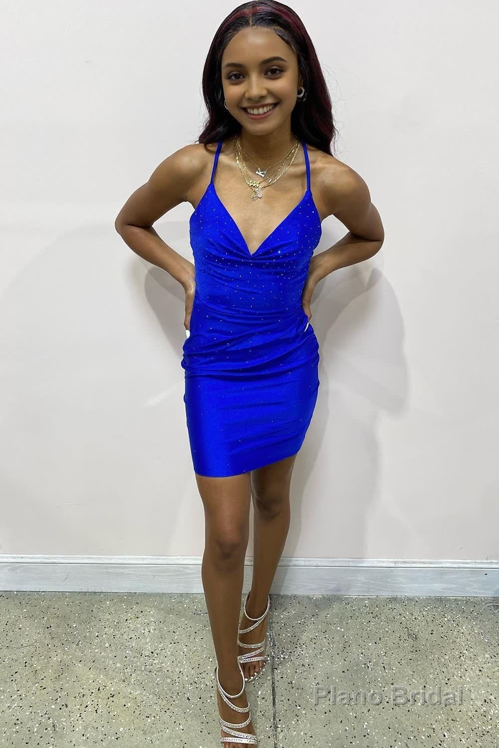 Royal Blue Tight Homecoming Dress with Sequins Main image