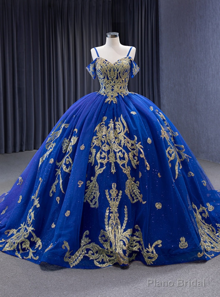 Royal Blue Tulle Spaghetti Straps Prom Dress Main image