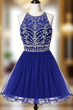Royal Bule Tulle Homecoming Dresses Short Formal Prom Gowns