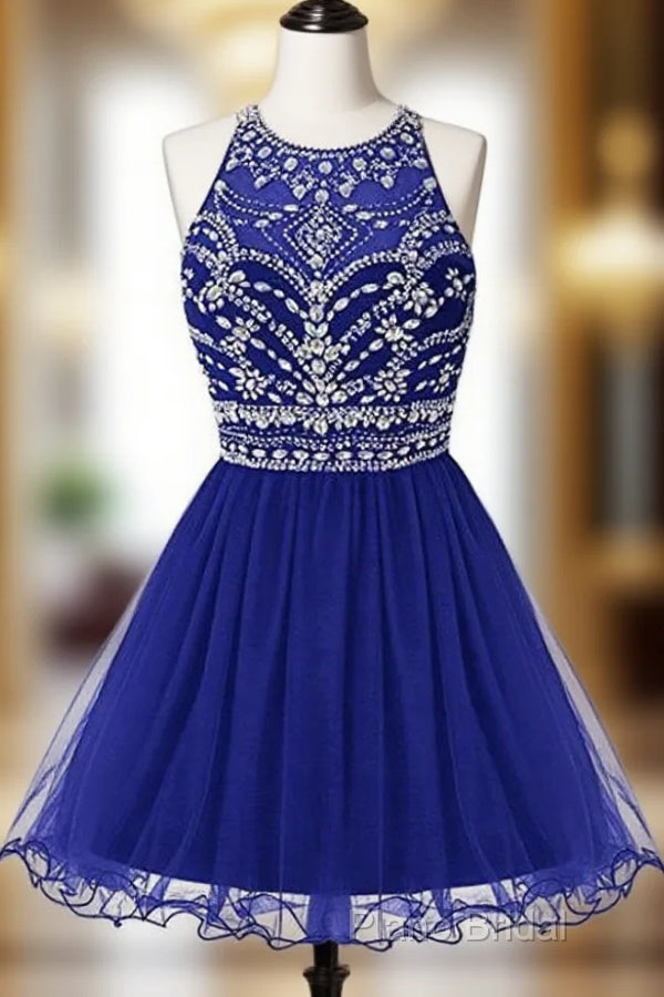 Royal Bule Tulle Homecoming Dresses Short Formal Prom Gowns