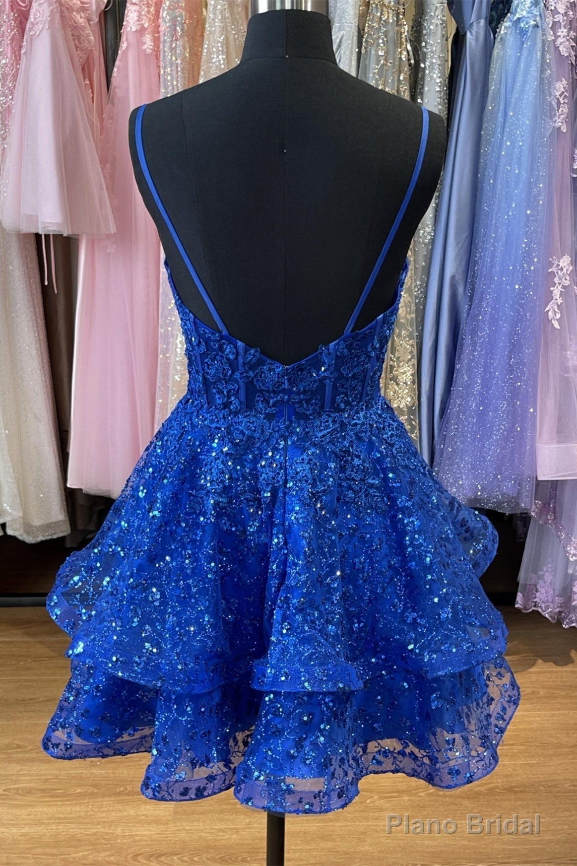 Royal Blue Appliques Short Ruffles Princess Dress Secondary image