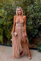 Rust Red Sweetheart High Low Tiered Formal Dresses