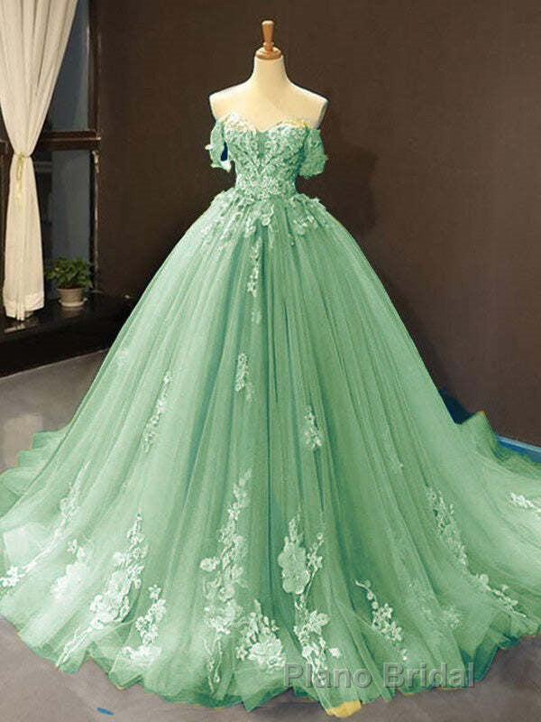 Princess Quinceanera Dresses Off The Shoulder Applique Sweet 16 Party Formal Prom Gowns