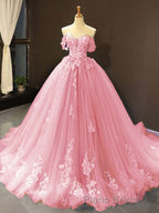 Princess Quinceanera Dresses Off The Shoulder Applique Sweet 16 Party Formal Prom Gowns