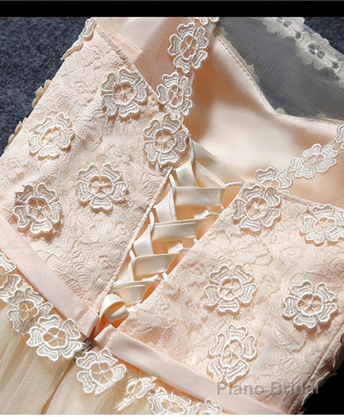 Cute Champagne A Line Lace Short Prom Dress, Homecoming Dress Secondary image