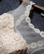 Cute Champagne A Line Lace Short Prom Dress, Homecoming Dress