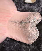 Pink A Line Sweetheart Neck Short Formal Prom Dress, Homecoming Dresses