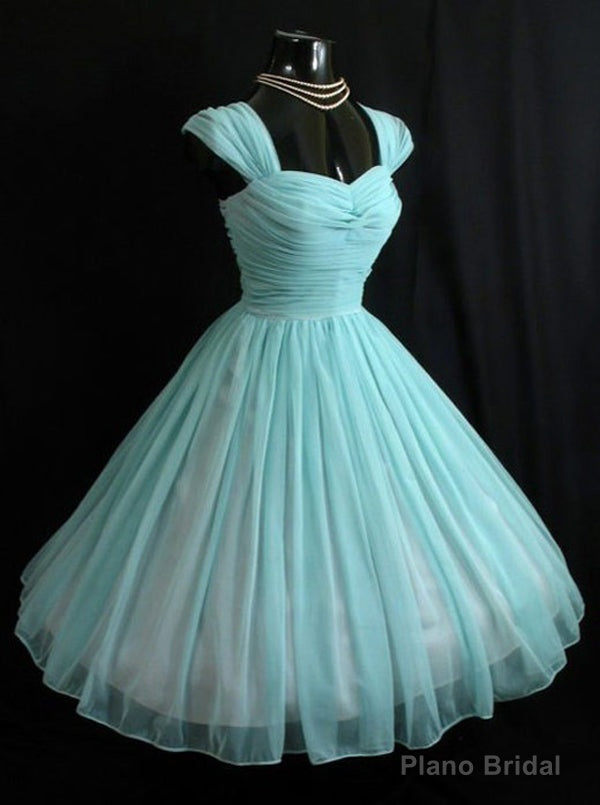 Vintage Sky Blue Chiffon Cap Sleeve Homecoming Dress Main image
