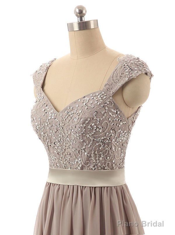 Hot Selling Cap Sleeves Beaded Floor Length Taupe Bridesmaid Dress Secondary image