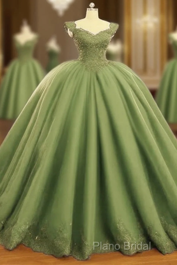 Sage Ball Gown Appliques Tulle Dresses Main image