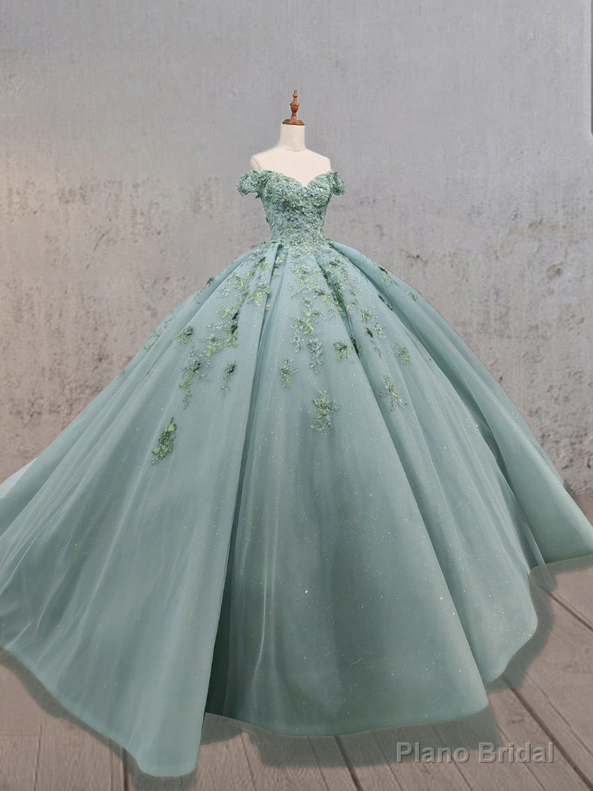 Sage Green Ball-Gown Off-the-Shoulder Quinceanera Dresses Secondary image