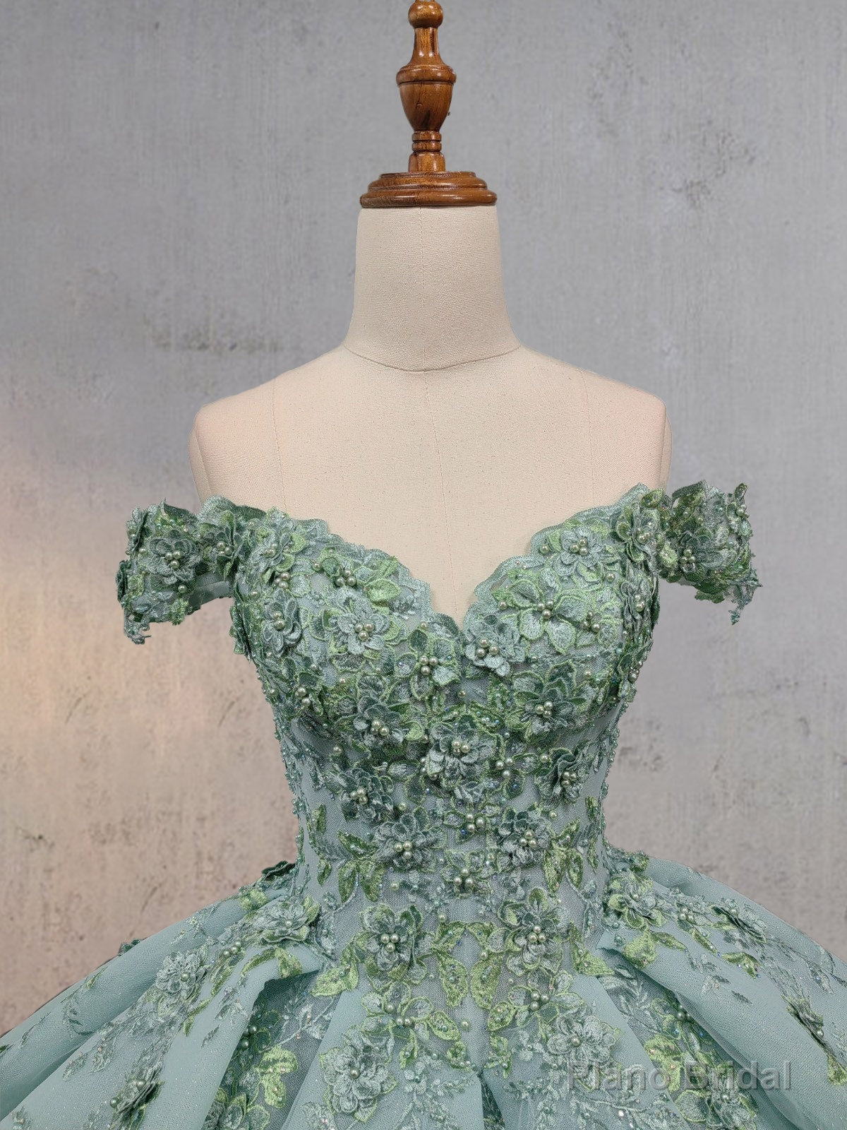 Sage Green Ball-Gown Off-the-Shoulder Quinceanera Dresses