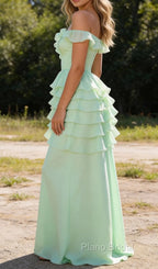 Sage Green Bridesmaid Dress Corset Ruffled Long Bridesmaid Dress