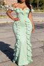 Sage Green Bridesmaid Dresses Corset Ruffled Long Bridesmaid Dress