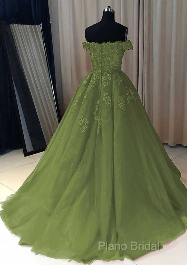 Sage Green Quinceanera Dresses Off The Shoulder Lace Beaded Formal Gowns