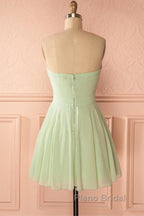 Sage Green Strapless A-Line Short Party Dresses Homecoming Dresses