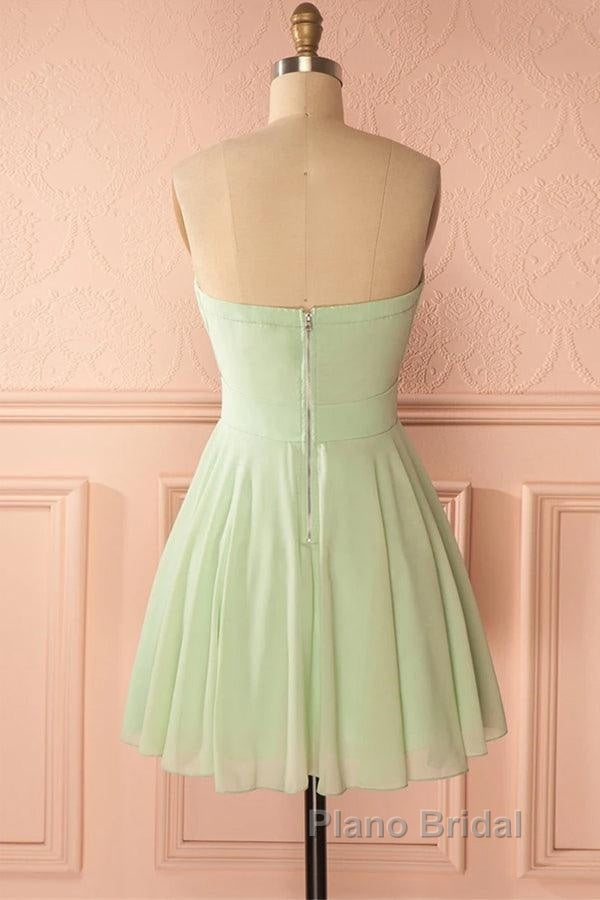 Sage Green Strapless A-Line Short Party Dresses Homecoming Dresses