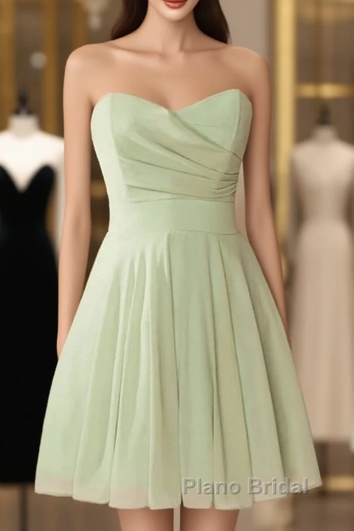 Sage Green Strapless A-Line Short Party Dresses Homecoming Dresses Main image