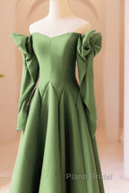 Sage Satin Bow Sleeves Corset Top Dresses