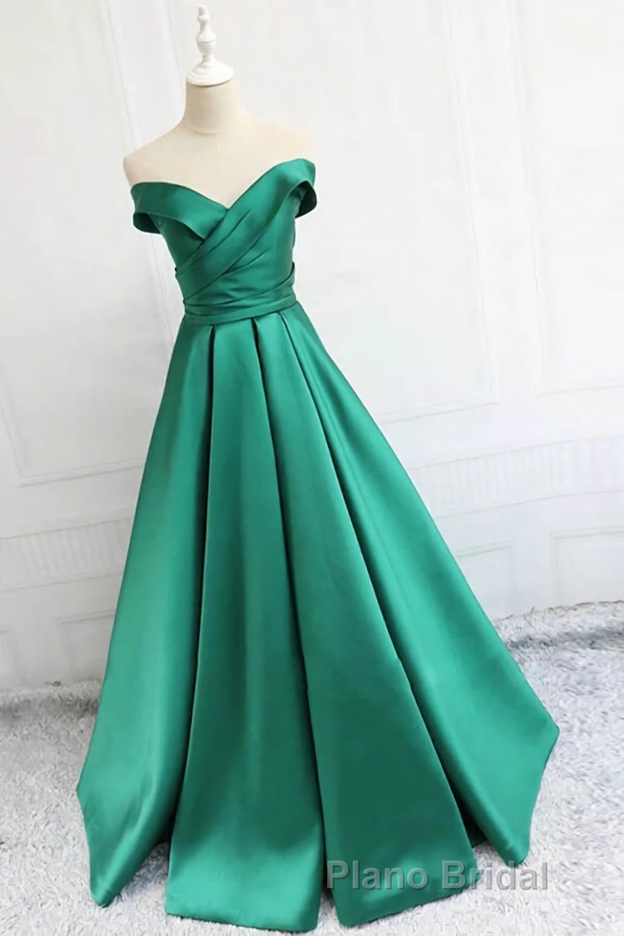 Satin A-line Off-the-Shoulder Evening Dresses,Elegant  Long Formal Prom Dresses,Graduation Dresses