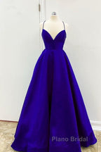 Satin Empire Formal Prom Dresses Lace Up Back