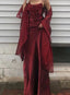 Long Spaghetti Straps Simple Burgundy Formal Prom Dresses Birthday Outfits