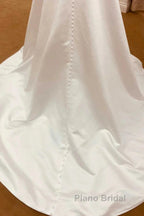 Satin Spaghetti Straps Backless Long Wedding Dresses