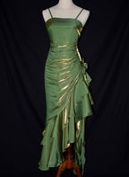 Satin Chic Style High Low Straps Party Dresses, High Low Formal Prom Dresses Formal Evening Dresses